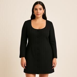 J Crew Sophia Mini Dress Maritime Tweed Black Long Sleeve Classic Size 14 NWT